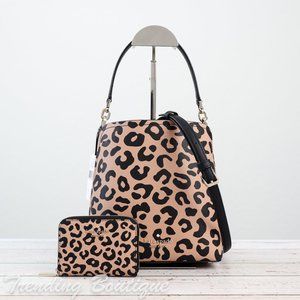 Kate Spade Darcy Leopard Bucket Bag & CardCase SET